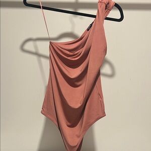 Express Dusty Rose One-Shoulder Bodysuit